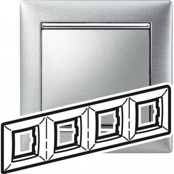 Рамка LEGRAND Valena 4 поста алюминий матовый Рамка LEGRAND Valena 4 поста алюминий матовый